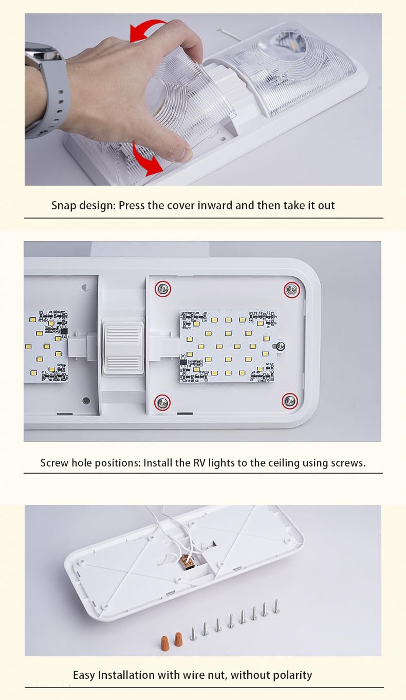 LED Wohnwagenleuchten 12 Volt mit ON/Off Schalter Neutral 4000-4500K 8W 600LM für Innenbeleuchtung von Wohnwagen, Transporter, Anhänger und Boote – 5 Stück