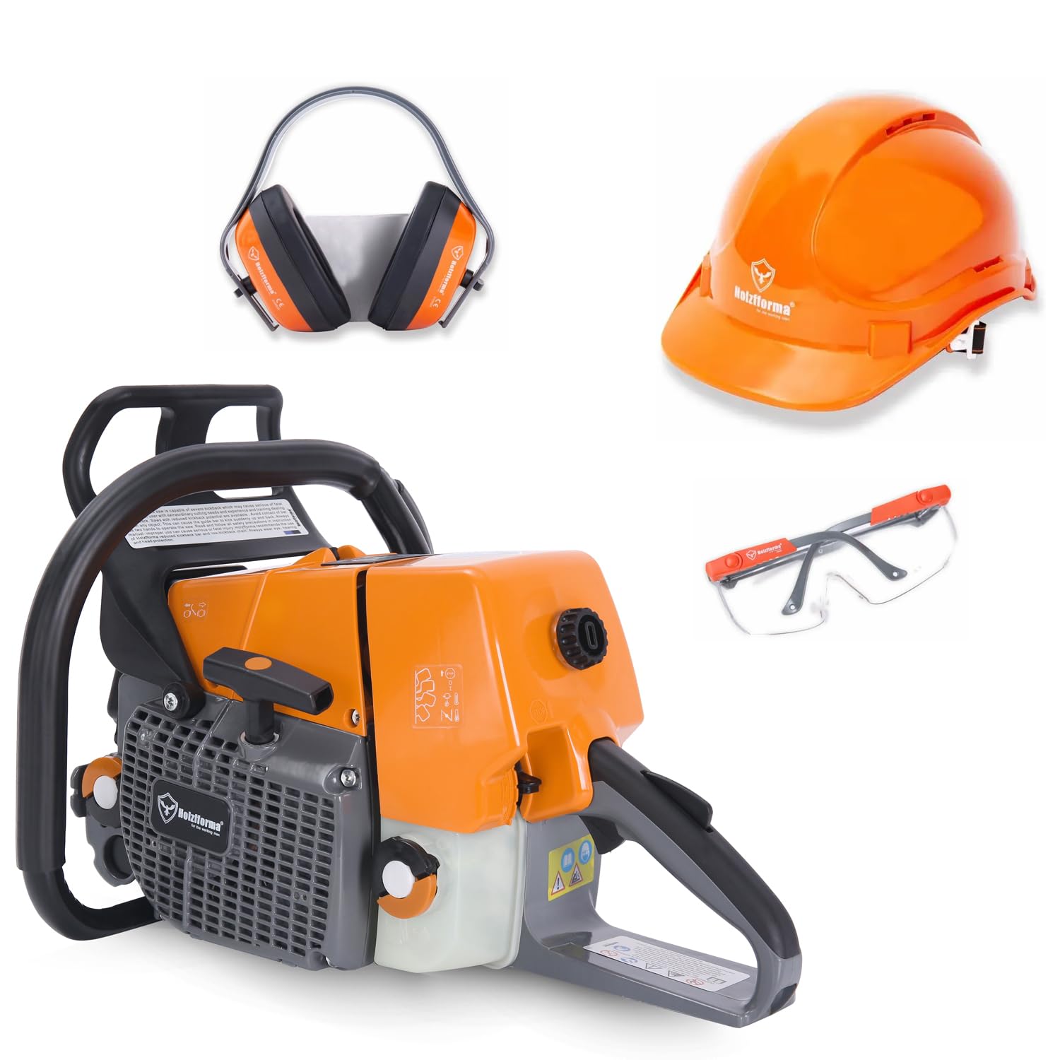 Holzfforma 76.5CC G466 Chainsaw Power Head Headband Padded Hearing Protector Helmet Protective Hard Hat Glasses NO Bar Chain