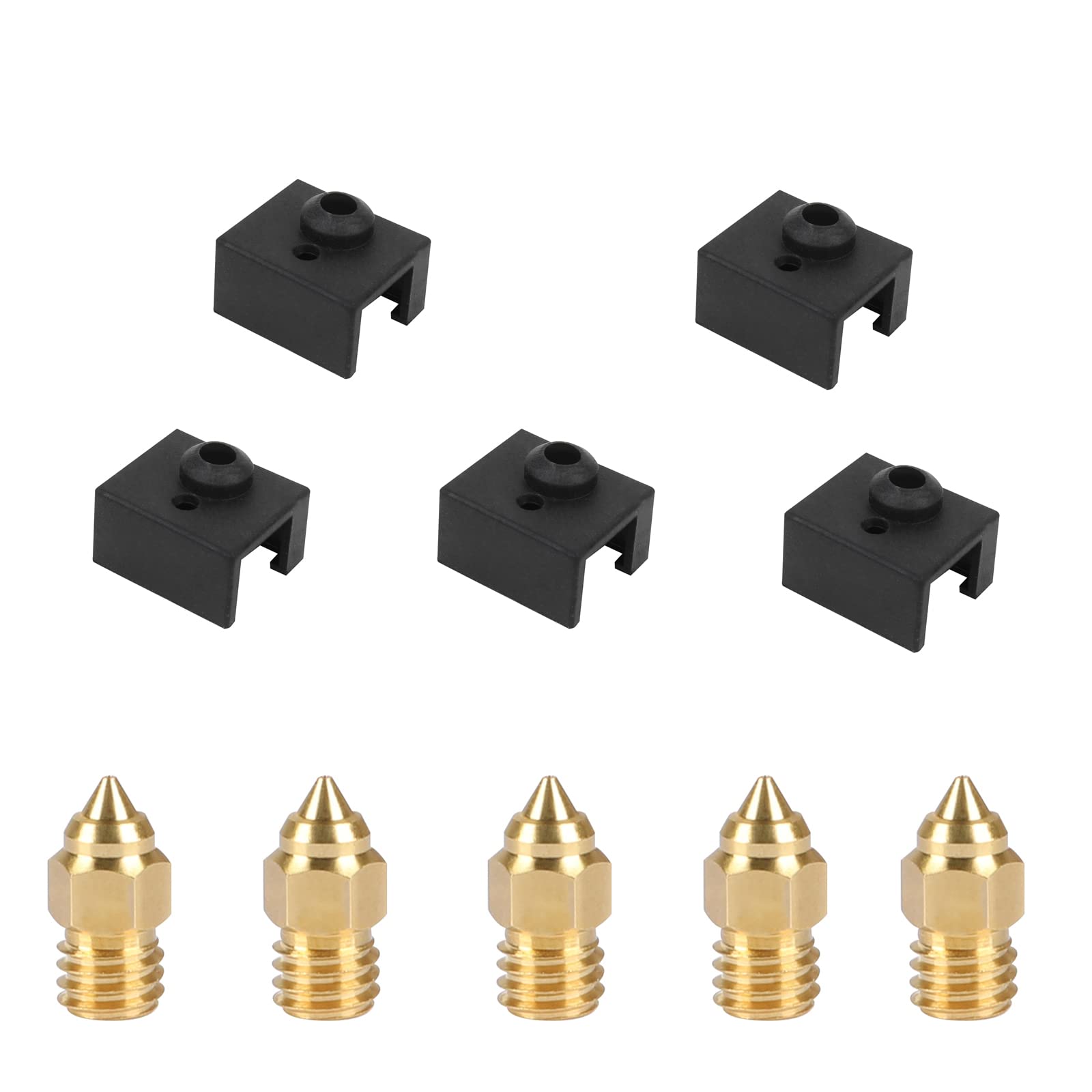 Creality 5PCS FDM 3D Printers Heater Block Silicone Socks and 5PCS 0.4mm Nozzles for Ender 3 S1, S1 Pro, S1 Plus, Cr-10 Smarts Pro, Sprite Extruder