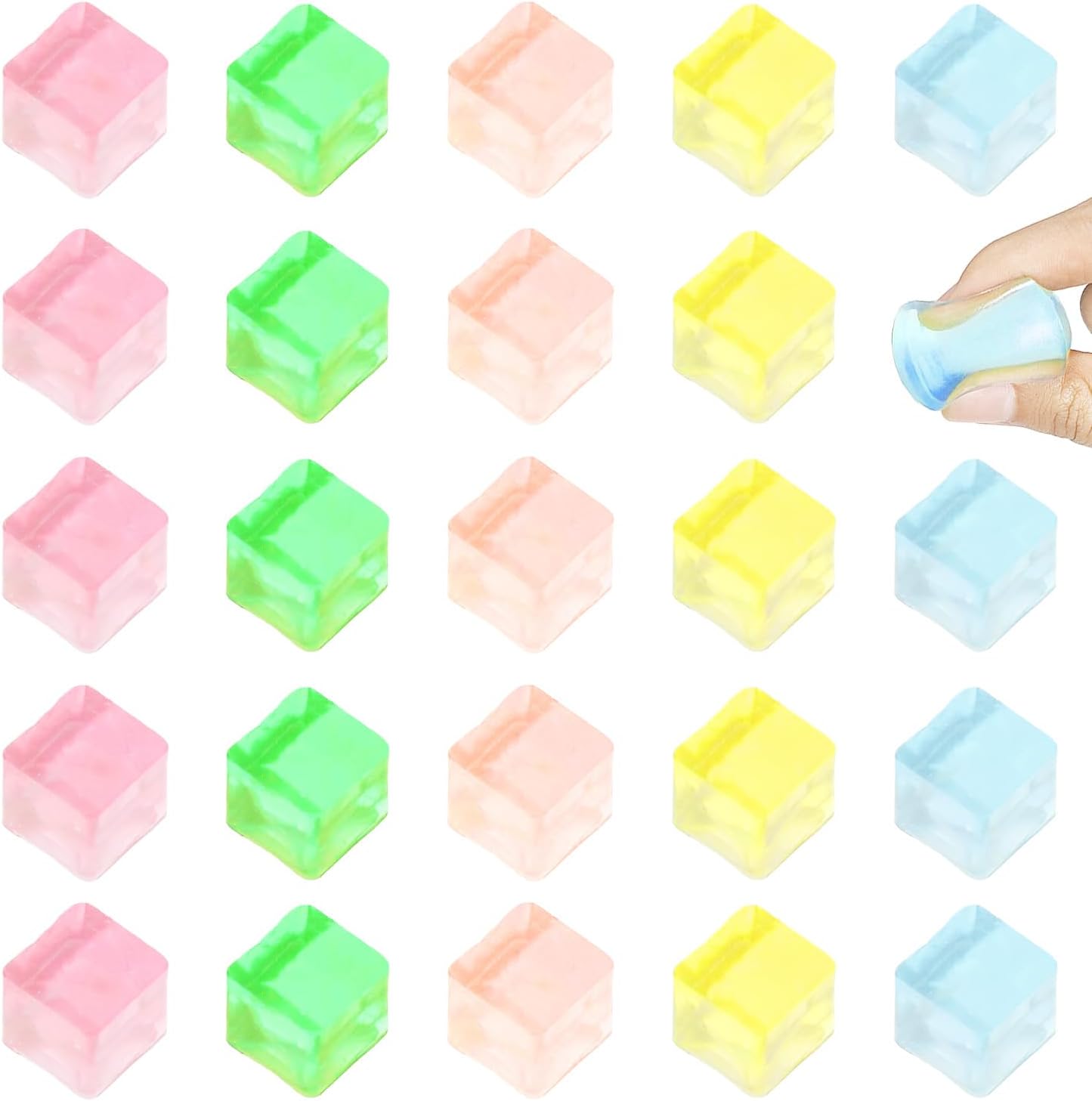 24 Pcs Fidget Stress Balls,Ice Nee Squeeze Sensory Toys,Mini Squishy Fidget Toys for Kids & Adults Ages 3+, Squeeze Cubes Ball for Anxiety & Stress Relief, Perfect for Party Favors, Birthdays