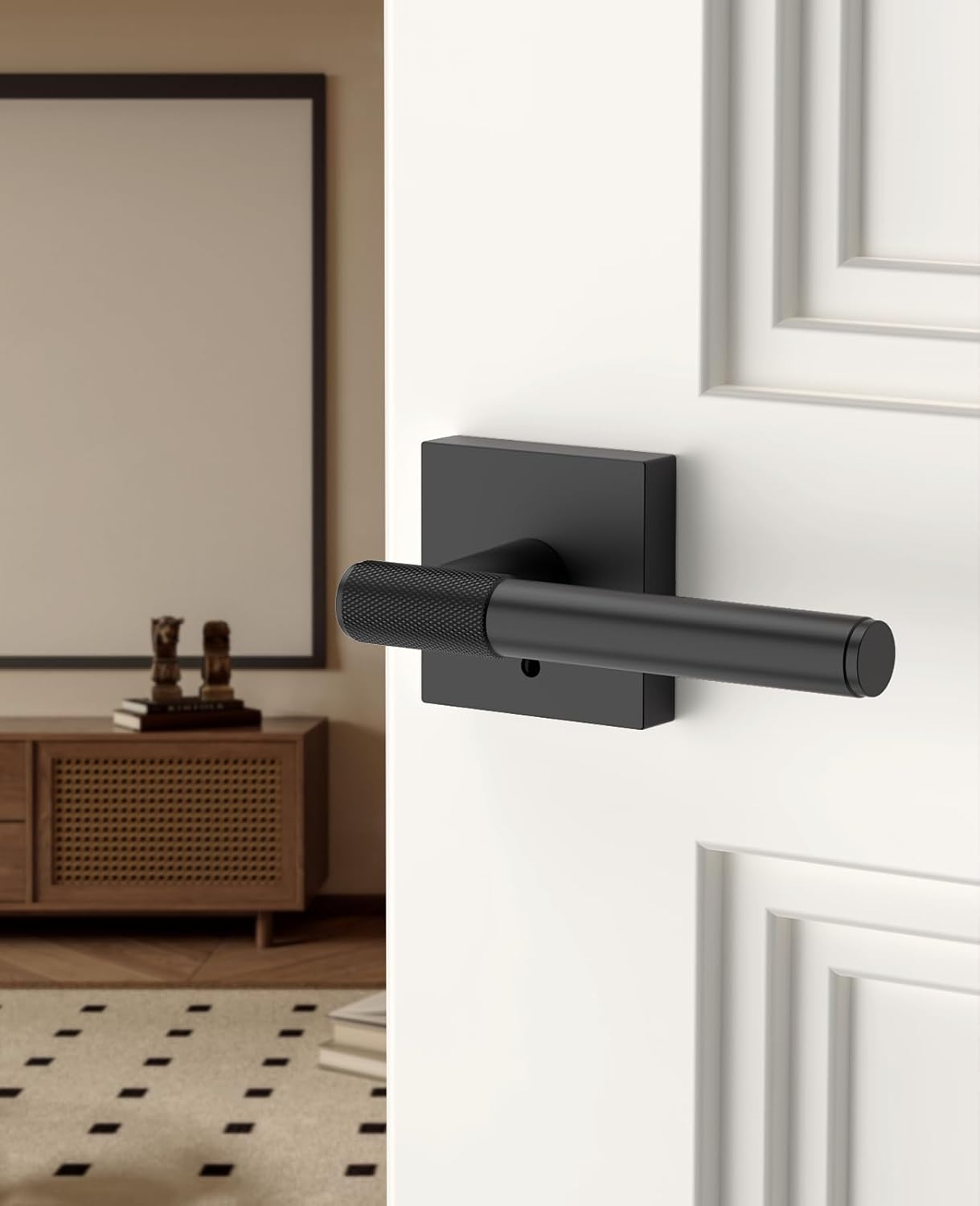 Asidrama 4 Pack Black Privacy Door Handles, Door Lever with Door Knobs Indoor for Bedroom or Bathroom, Heavy Duty Door Handles Interior with Locks for Left Right Sided Doors Privacy 4pack Matte Black