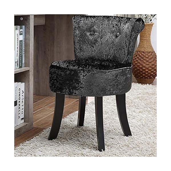 Padded Dressing Table Stool, Vanity Chair with Rubber Black Wood Legs Comfortable Makeup Stool Dressing Chair Fabric Dressing Table Chair With High Back,Makeup Vanity Stool For Guest Room Hall 48*52.5*62CM - Image 8