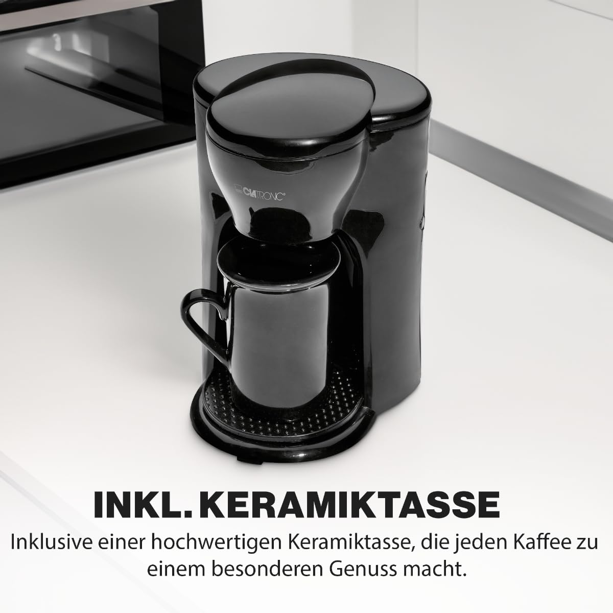 Clatronic KA3356 Ekspres Do Kawy Z Kubkiem Ceramicznym, ‎300 W, Czarny