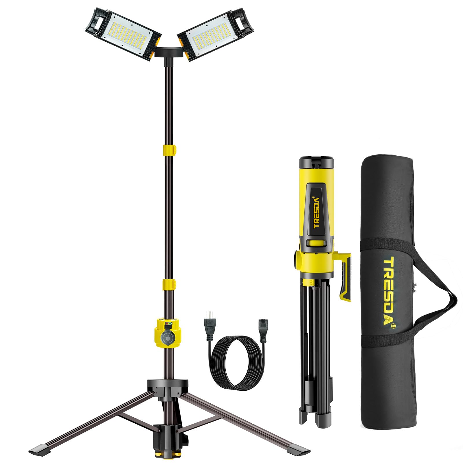 Tresda Dual-Head LED Work Light with Stand, 2025 Pro+ 12000LM