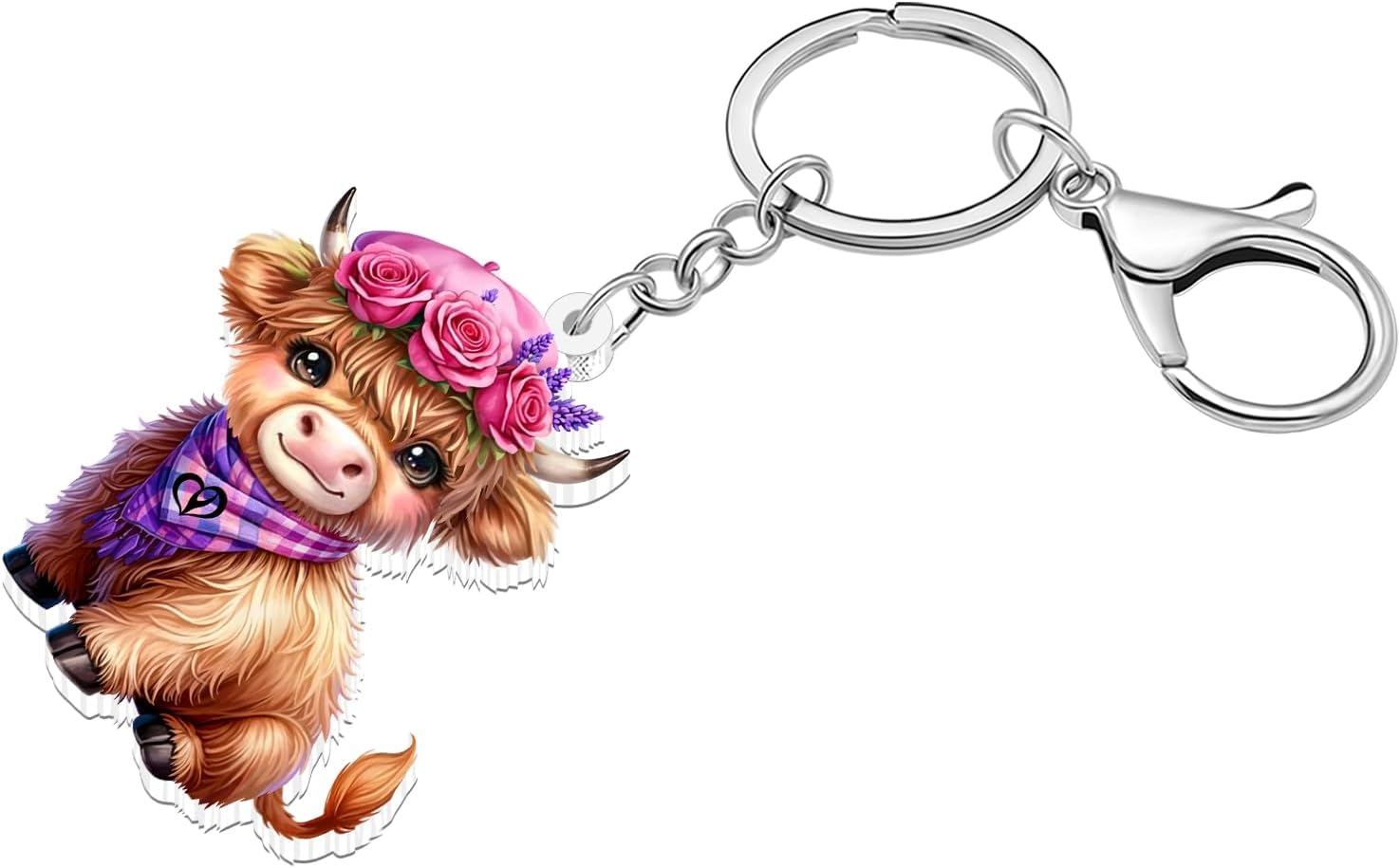 DOWAY Cute Acrylic Highland Cow Keychain Scottish Gifts for Women,Western Jewelry Accessories Cowgirl Hyland Cow Purse Charms image 2