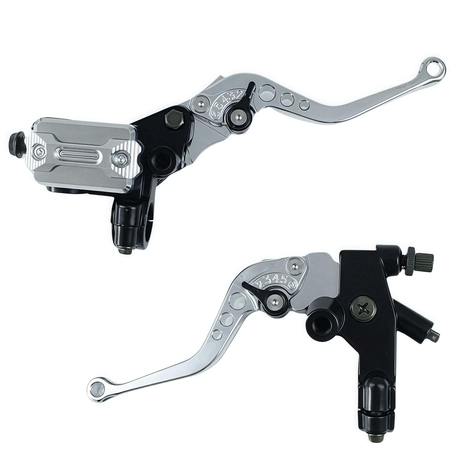 Trkimal Silver Motorcycle Brake And Clutch Lever 7/8"(22Mm) Master Cylinder Reservoir Levers Universal Handlebar Brake (Silver)