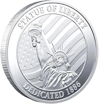 Statue of Liberty Commemorative Coin Brooklyn Bridge Pattern Collectible Challenge Coin Silver