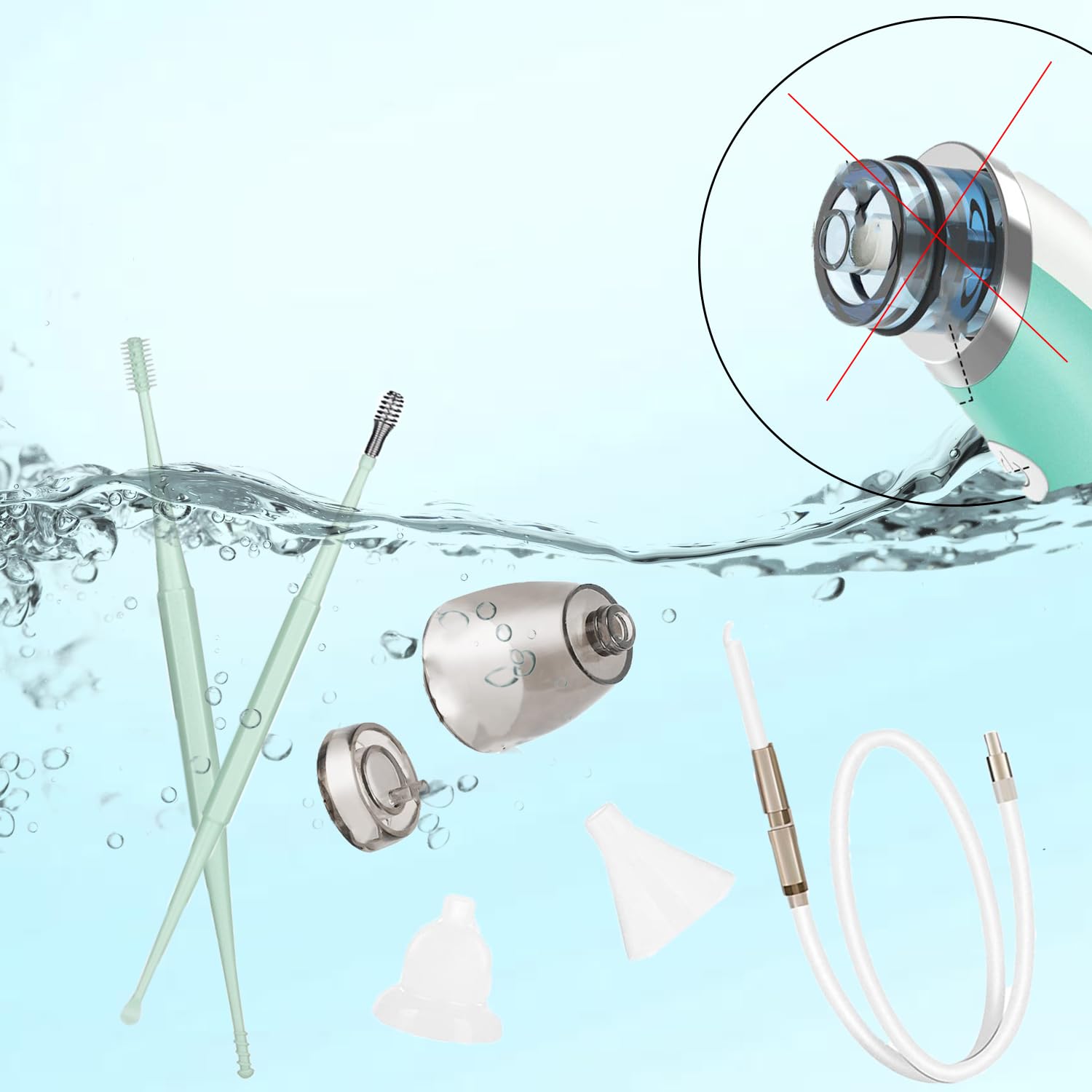 Aspirateur de Cérumen,Extracteur de Cérumen électrique,sûr et Doux à 360 °, en Silicone, têtes de Rechange, Convient aux Enfants et aux Personnes (Jaune-1) (Vert-1)