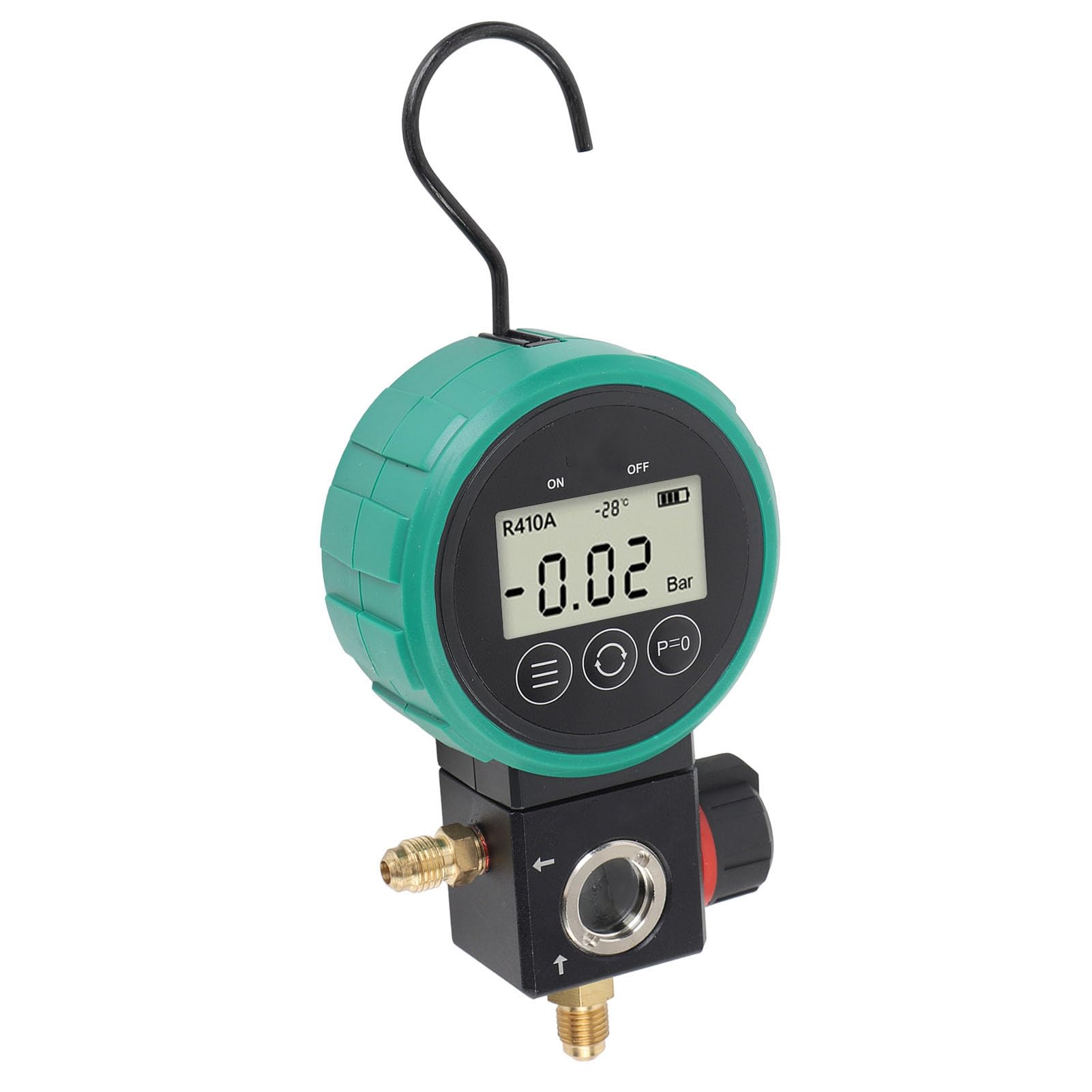 Manómetro digital HVAC, sensor de alta precisión, medidor de vacío con manguera y adaptador, apagado automático, alarma de sobrepresión para refrigerante R22, R32, R410A