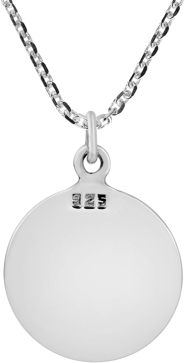 AeraVida Sleek 15mm Round .925 Sterling Silver Engravable Pendant Necklace | Customizable Elegant Silver Jewelry | Personalized Silver Disc Pendant | Tag Necklace | Minimalist Sterling Silver Jewelry - Image 3