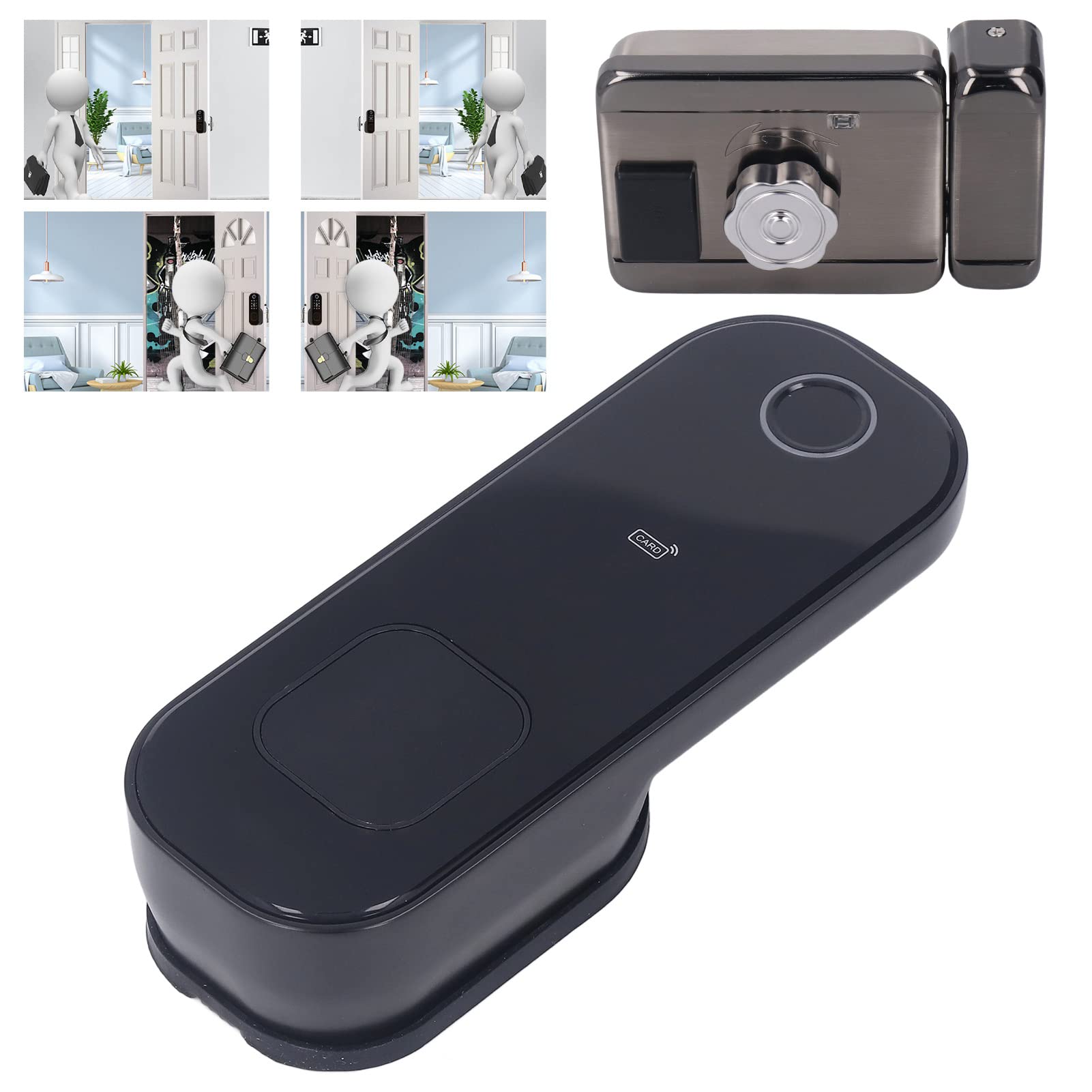 Cerradura electrónica para Puerta, Juego de Cerradura de puerta Tarjeta de Huella Digital Contraseña Inteligente Electrónica para Puerta 38-70mm