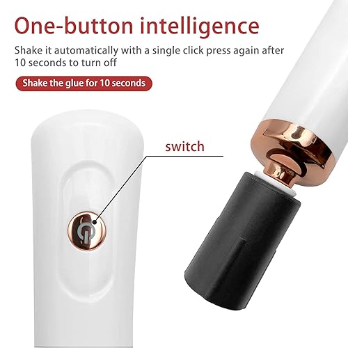 Miniatura 4 de ZLMONDEE Batidora de esmalte de uñas, mezclador de esmalte de uñas, mezclador eléctrico portátil de pegamento para pestañas con 2 conectores y 8