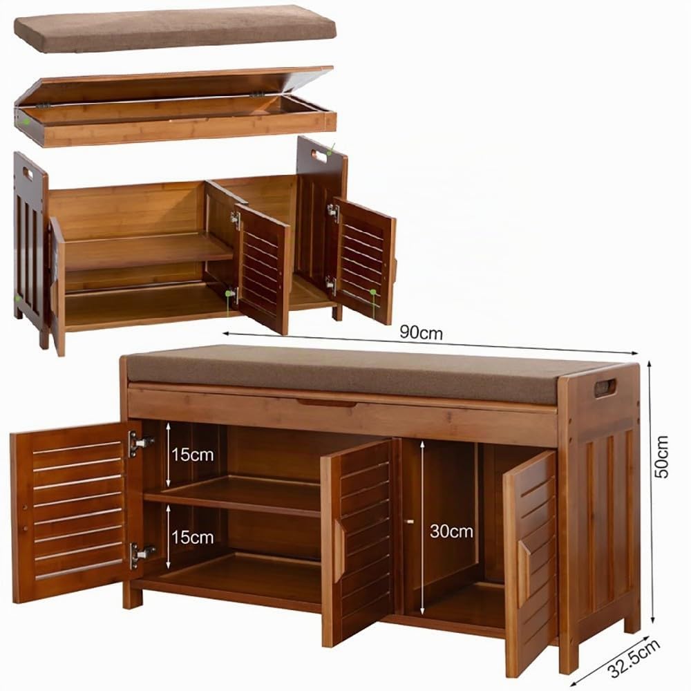 Scarpiera Panca, Portascarpe con Cuscino Salvaspazio, Scarpiera a 2 Livelli, Design Salvaspazio per Ingresso e Camera da Letto, Organizzatore per Calzature, 150kg di Carico