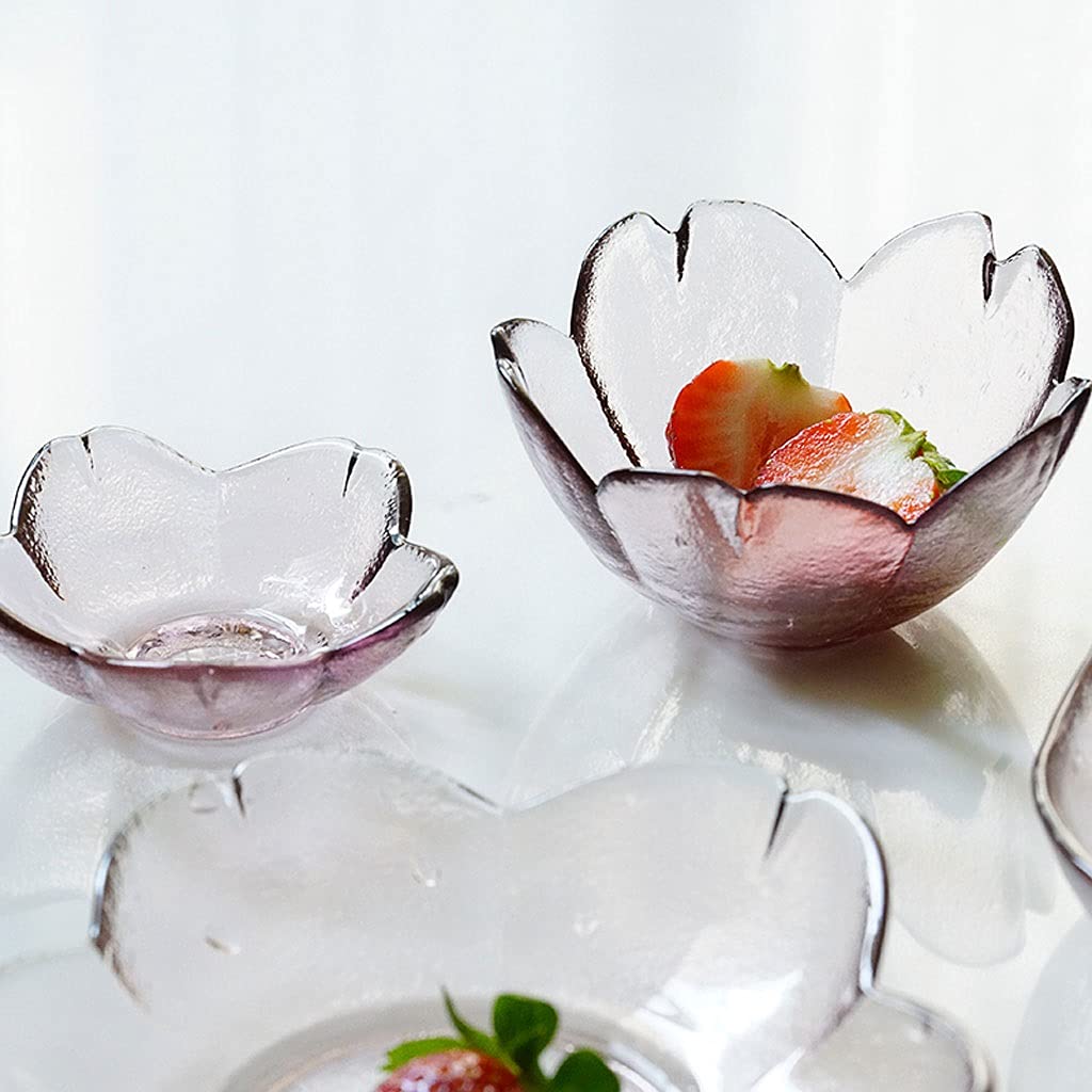 Soßenschale, Soßenschale, Sakura-förmiges rosa Glas, Gewürzschalen, Sojasoßenschale, Obstschalen, Salatschüsseln und Vorspeisenteller, Dipschalen (L)
