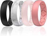 Egnaro Women's Silicone Wedding Bands - 6mm Wide Breathable Rubber Rings, Half Sizes, Ergonomic Design for Active Lifestyles