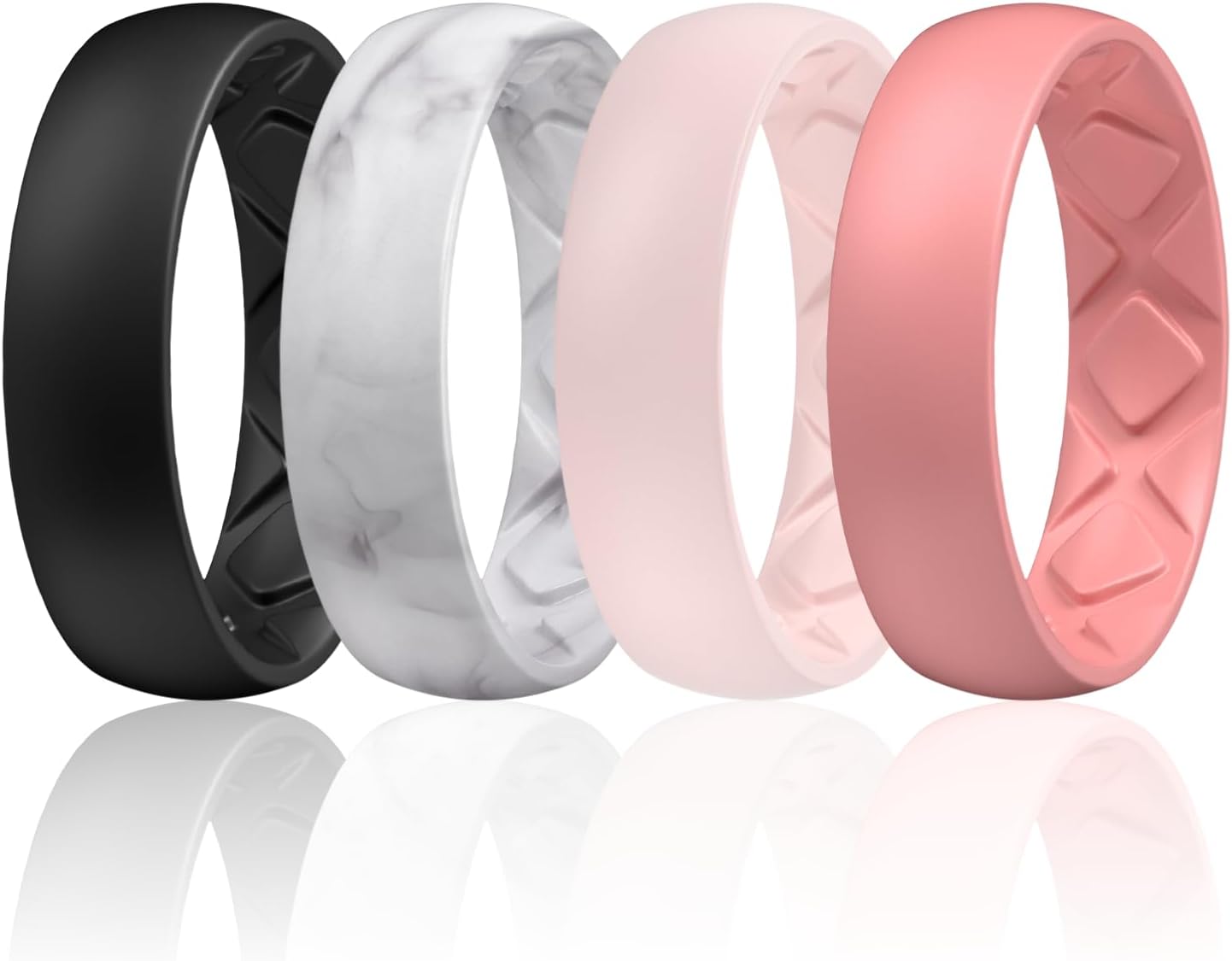 Egnaro Women's Bridal Rings Sets, 6mm Wide, 2mm Thick, Silicone Wedding Rubber Band with Half Size, Inner Arc Ergonomic Breathable Design