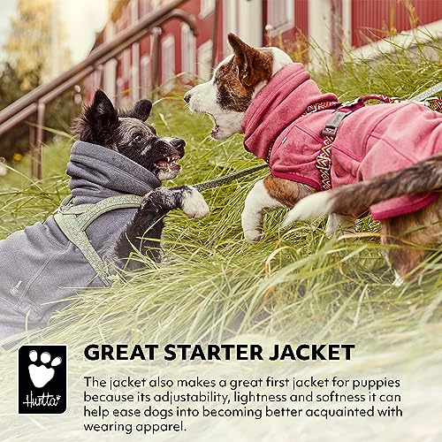 Hurtta Razzle-Dazzle Midlayer Jacke für Hunde, verstellbar, wendbar, Pull On, unter Regenmänteln und Wintermänteln zu verwenden - Blackberry/Grau-Grün 40 cm