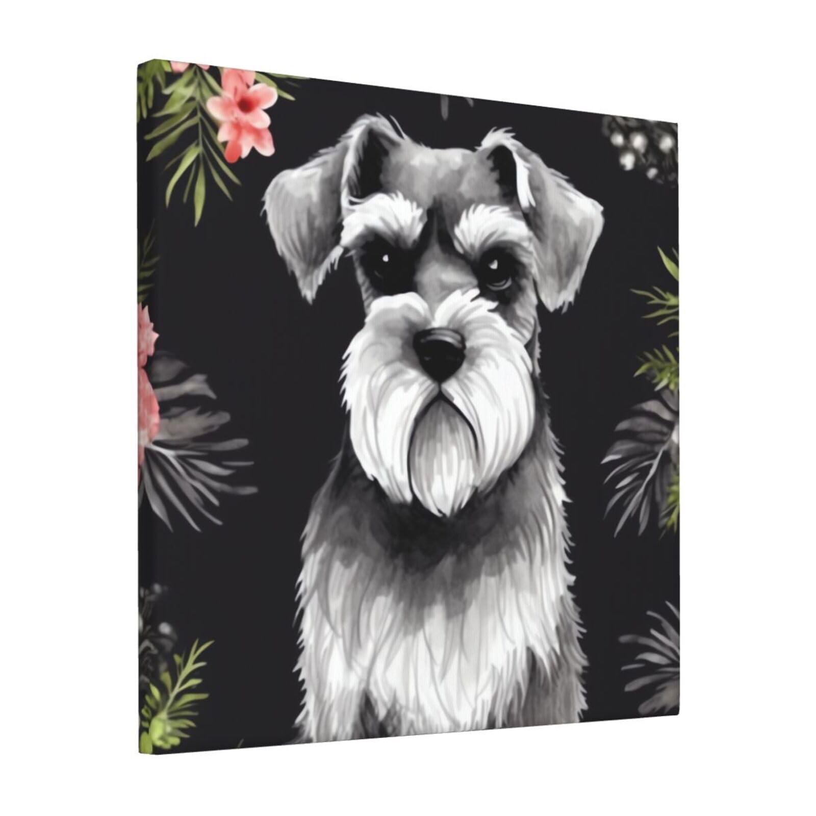 KLOPH Schnauzer Canvas Wall Art for Living Room 12"x12" Modern Artwork Painting for Bathroom Hanging Canvas Prints Aesthetic Wallart for Bedroom Kitchen Office Wall Decor