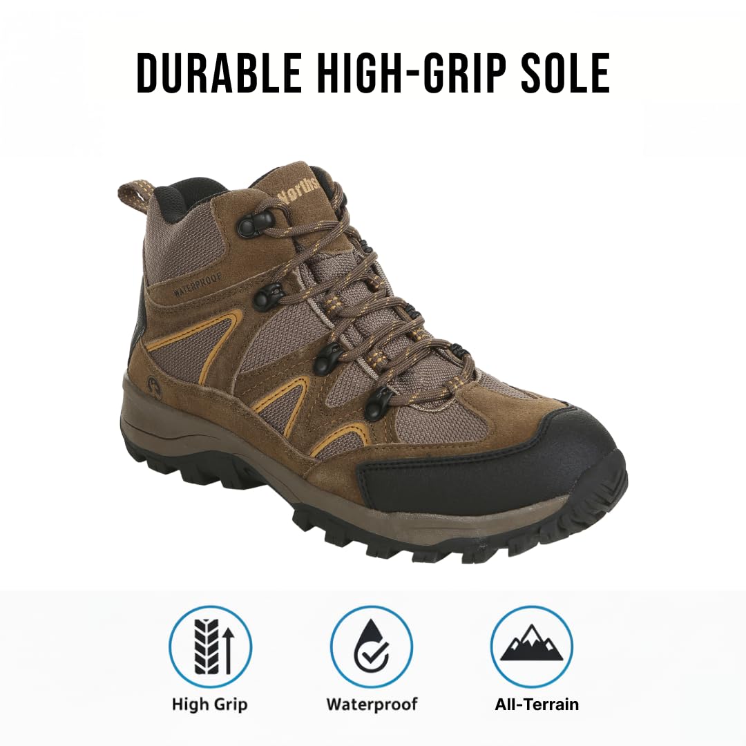 Northside Męskie skórzane wodoodporne buty trekkingowe Snohomish Mid, Tan/ciemny miód, 42.5 EU