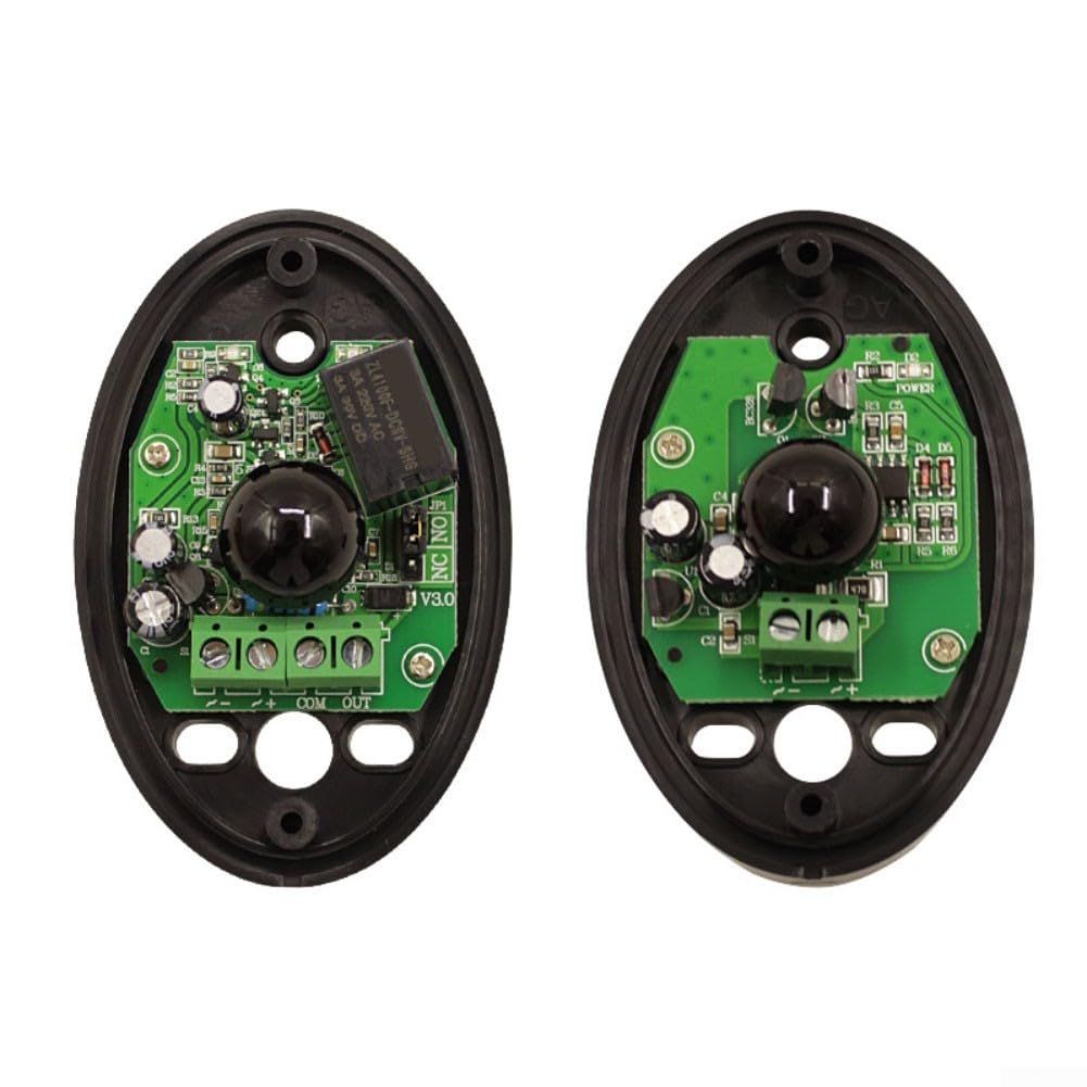 Abo-20L - Barrera de luz infrarroja (alcance de 20 m, DC12-24 V, resistente a la intemperie, conmutación AGC para puerta de garaje, sensor de seguridad, color negro)