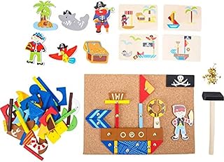 small foot wooden toys Pirate Theme Hammer Arts & Crafts Playset Designed for Children Ages 6+, Multi (10226)