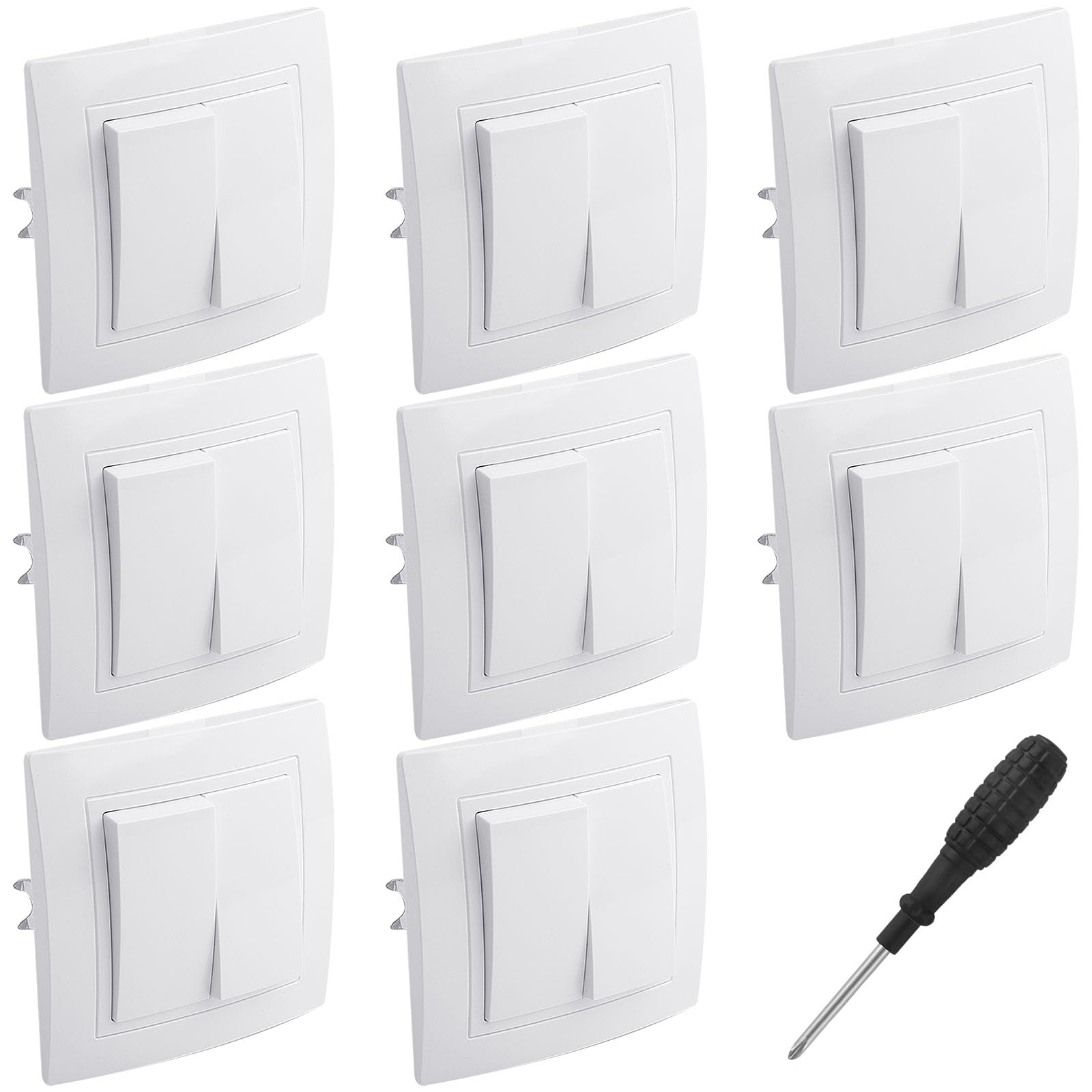 8 Piezas Interruptor Pared Doble Doble Conmutador para Escaleras Bidireccional Interruptores de Serie Empotrado Conmutador Interruptor Pared Pulsador Luz, para Corredor Escaleras Dormitorio