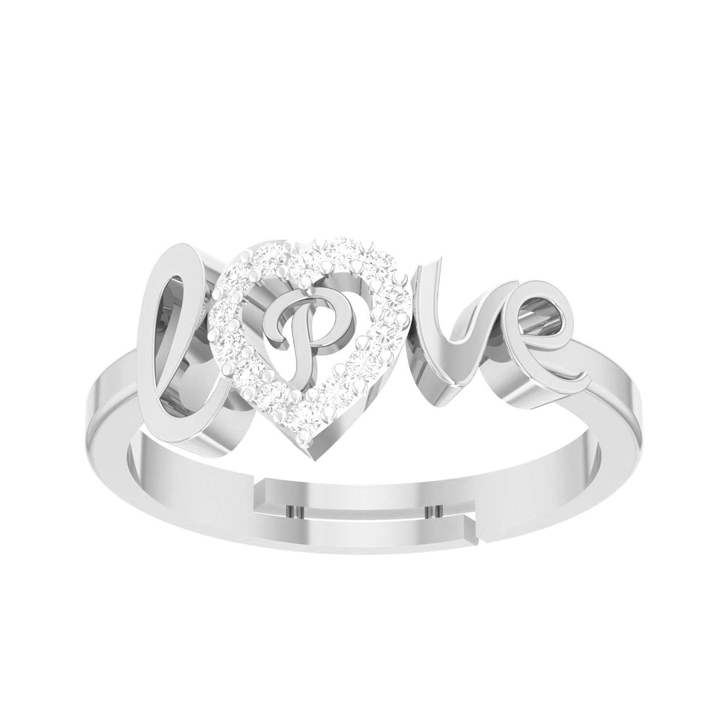 Kanak Jewels Love Collection letter P American Diamond Adjustable Valentine Heart Silver Initial for Women Girls Girlfriend Men Boys Couples Lovers Design Silver plated Ring (B08RNYN2GQ) Amazon Price History, Amazon Price Tracker