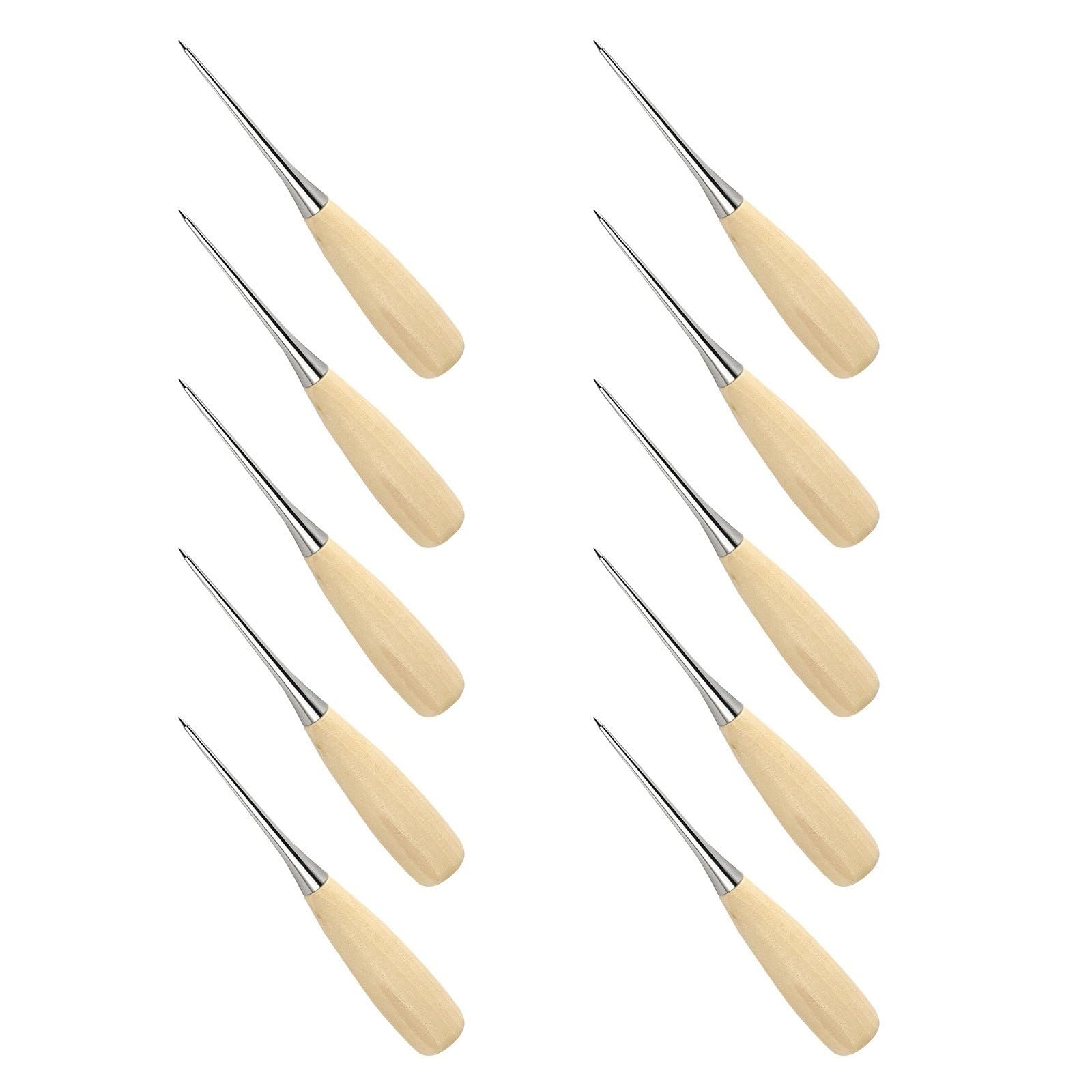 Sewing Punching Tool Set Rustproof Steel Awl and Smooth Wooden Handle for Craft Enthusiasts Stitching Awl for Leather Work