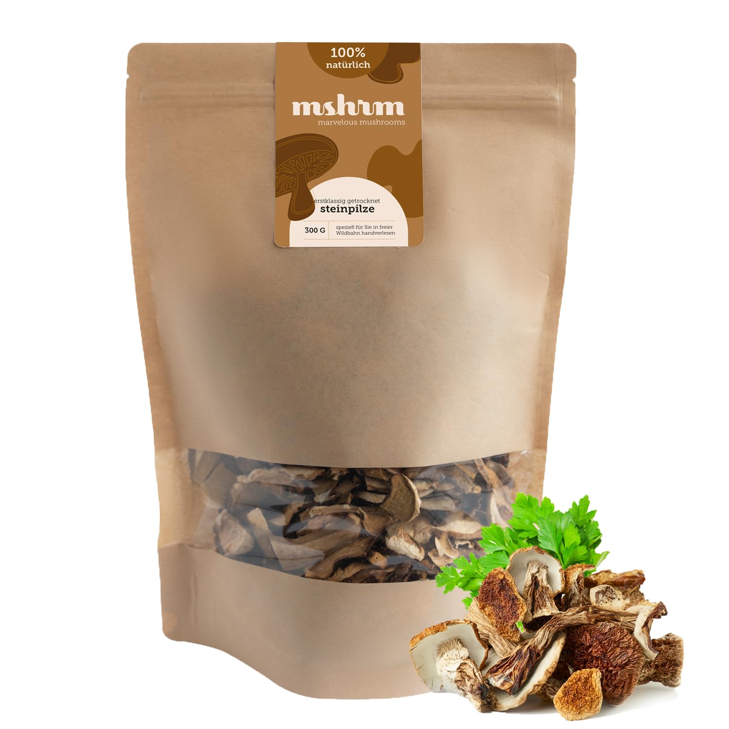MSHRM Getrocknete Steinpilze 300g - Klasse 1 - Getrocknete Pilze in höchster Qualität zum Essen - Steinpilze getrocknet aus Nachhaltigem Anbau - Porcini Steinpilze getrocknet