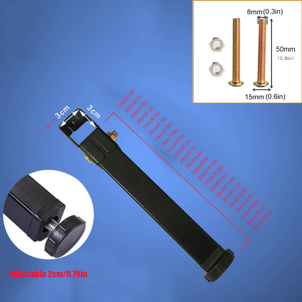Generico 4 Piedini per Mobili in Metallo Gambe per Mobili Piedini di Supporto Regolabili Accessori per Telaio del Letto Braccio di Serraggio Opzionale Design Grigio Scuro (26 cm / 10,2 Pollici)