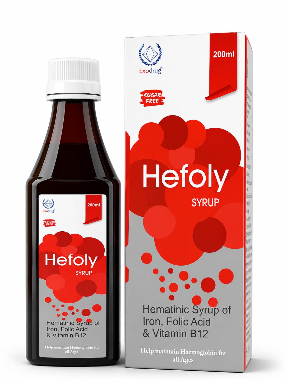 Iron Syrup – Iron, Folic Acid & Vitamin B12 Supplement | Helps Increase Hemoglobin | For Anemia, Weakness & Fatigue | Blood Tonic Syrup for Men, Women & Kids 200ml