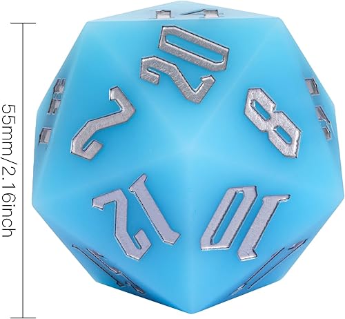 Miniatura 4 de Dados D20 de silicona D20 de 2.165 in, grandes que brillan en la oscuridad D20 individuales de 20 caras, dados poliédricos gigantes D20 con caja de