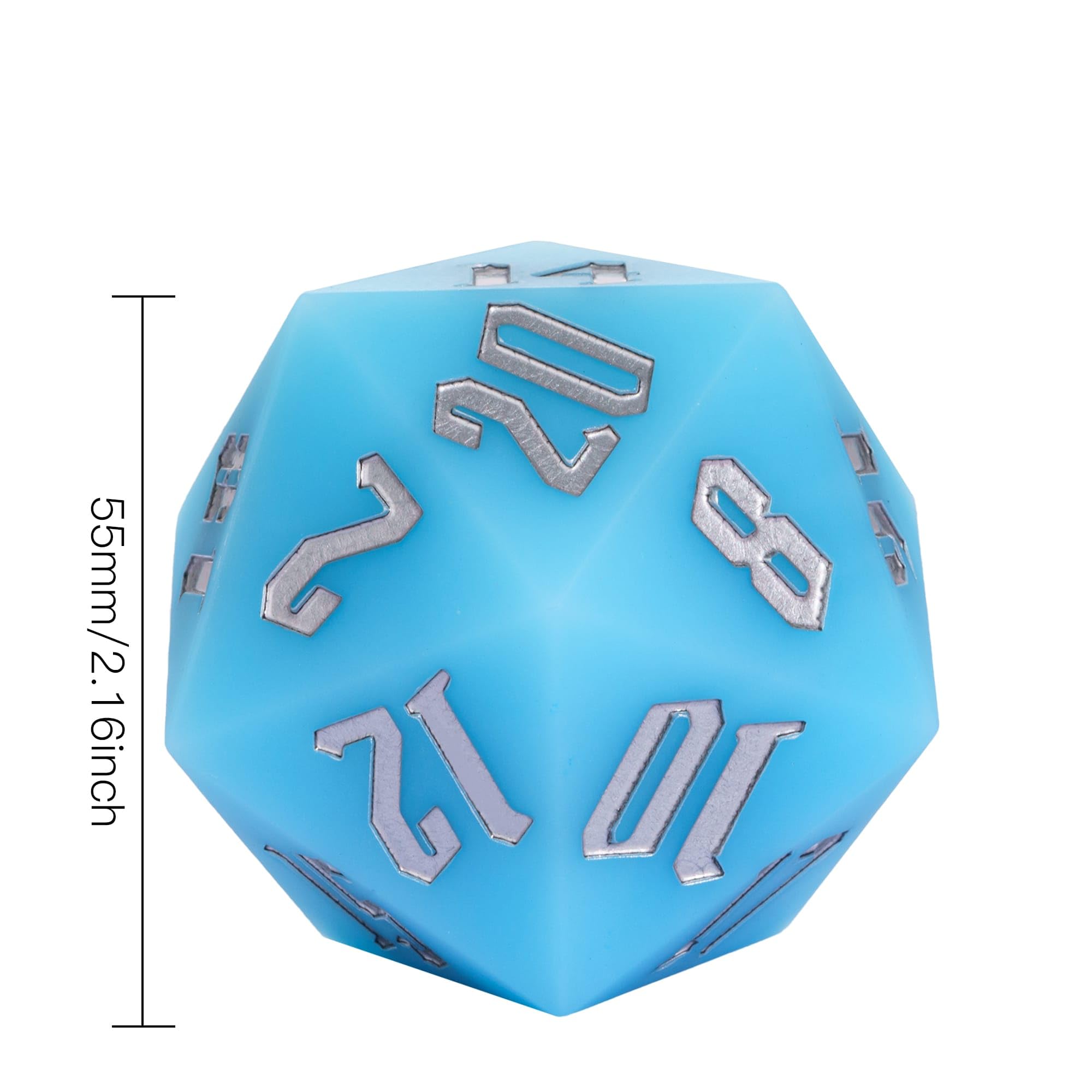 D20 de silicona de 55 mm, dados grandes que brillan en la oscuridad D20 individuales de 20 caras, dados poliédricos gigantes D20 con caja de regalo para juegos de rol, bar, pub, club, fiesta