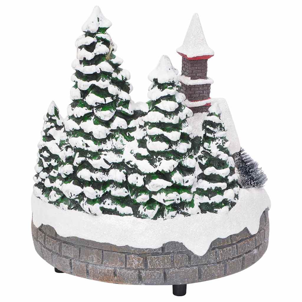 Weihnachtliche Tischdekoration aus Harz Mehrfarbig 16 x 16 x 19 cm mit dekorativer Lichterkette für Wohnzimmer Kamin Fensterbank Festliche Winter-Deko