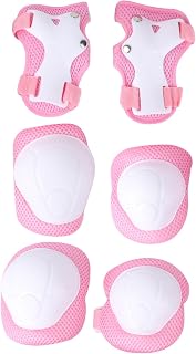 Children's Skateboarding Protective Gear Set 6-Piece Pads and Wrist Guards Adjustable Lightweight Pink Suitable for Skating Roller Blading and Cycling
