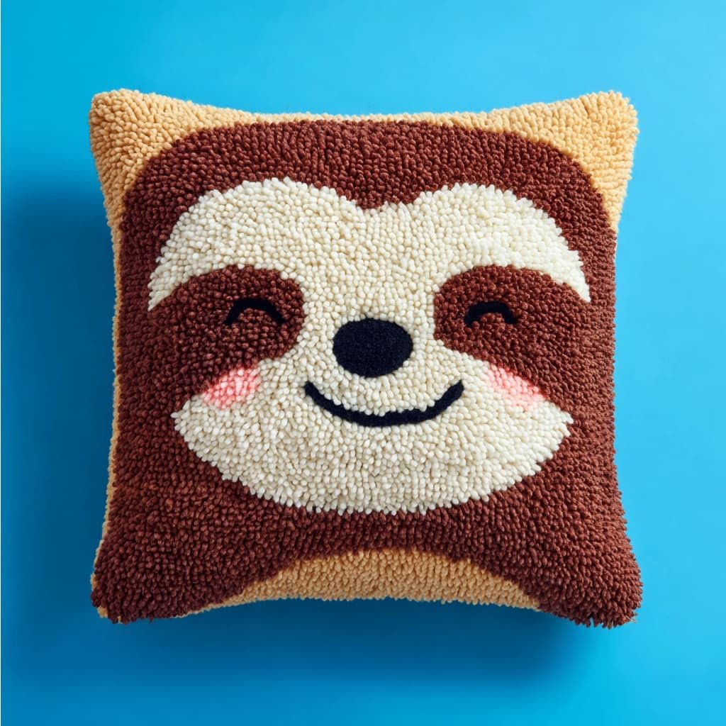 AxiangziK Latch Hook Pillow Kit,Sloths 43X43Cm DIY Cushion Cover