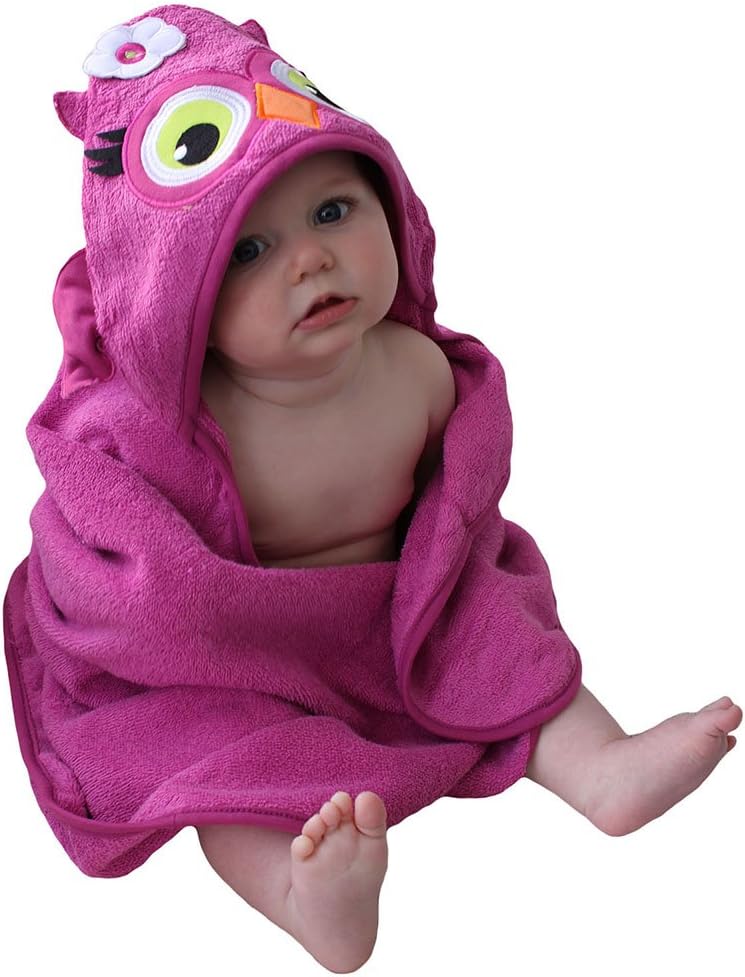 SozoBaby-Girls Newborn Owl Hooded Towel
