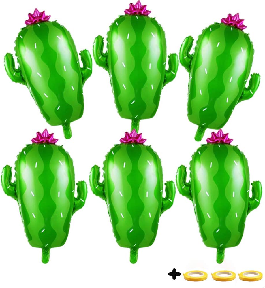 28" Cactus Balloon Birthday Party Decoration Foil Cactus Party Decor Mexican Fiesta Theme Party Supply(6Pcs)
