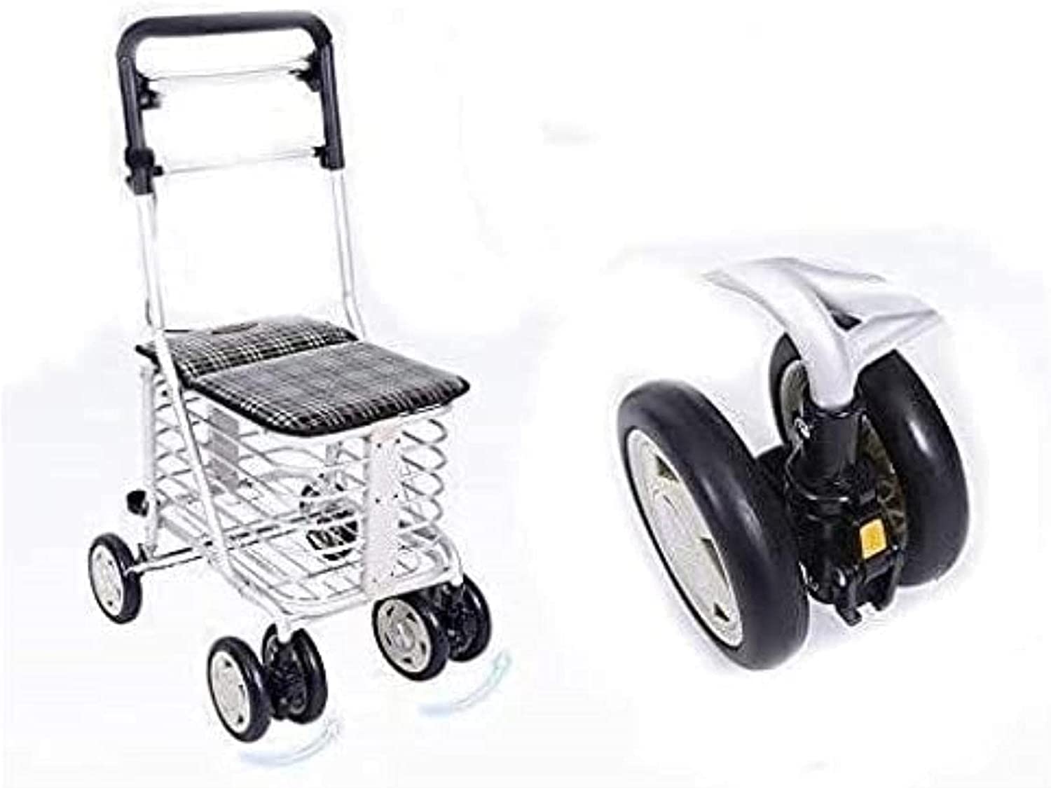 Rollator Walker Rama do chodzenia Standardowy chodzik Rollator Składany Mobilność Pomoc w chodzeniu, 4 koła do chodzenia, siedzisko z regulacją wysokości Chodzik dla osób starszych Tęsknota za