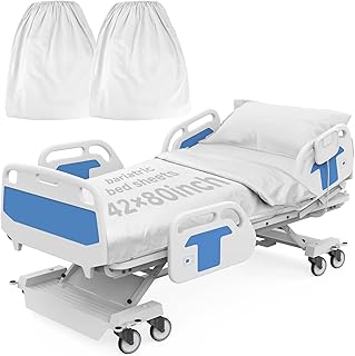2 Pack Bariatric Hospital Bed Sheets - 42x80x12 Inch Deep Pocket Fitted Sheets for Oversized Medical & Bariatric Mattresses - Soft Knitted, Durable & Stretchable (White)