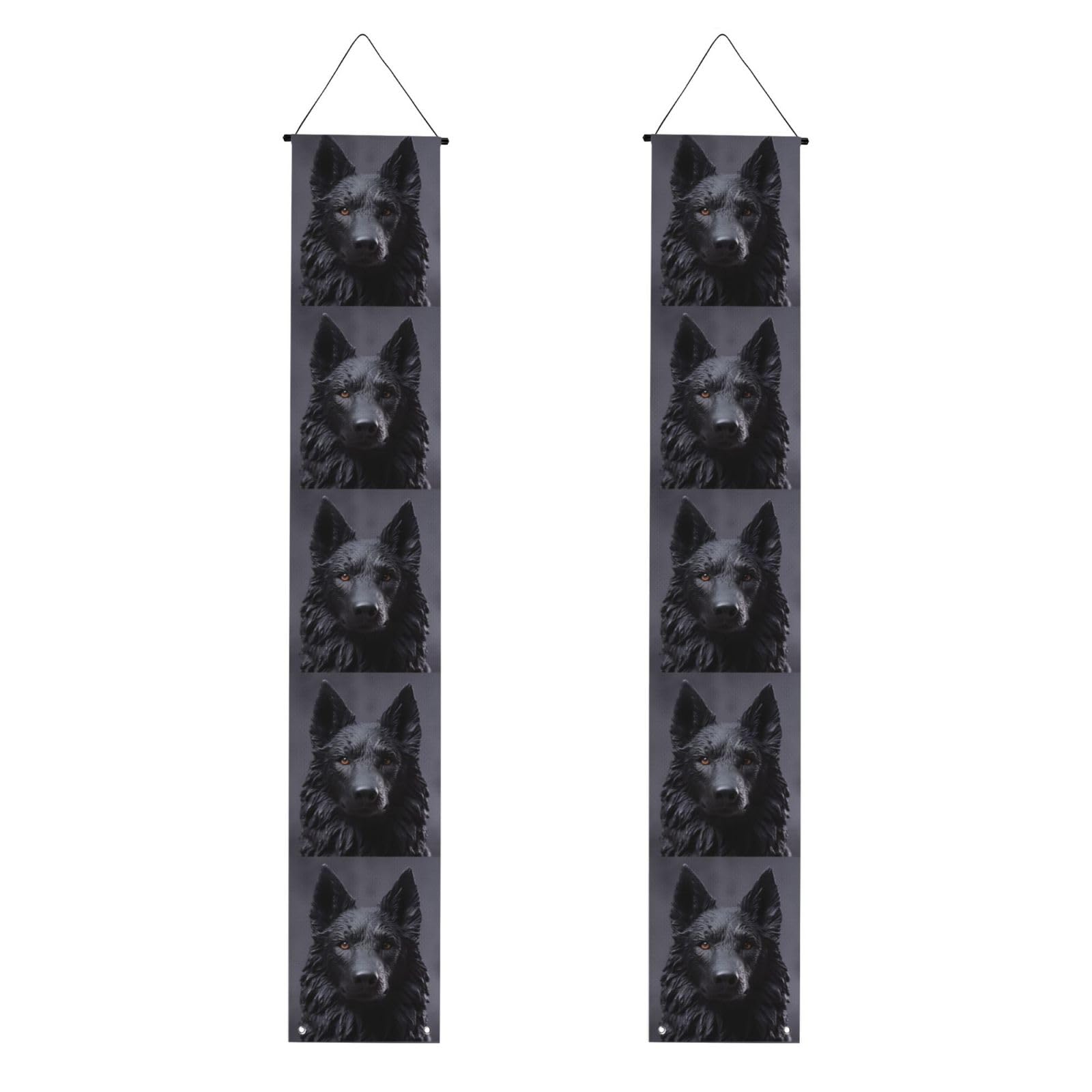 Black German Shepherd Porch Banner 2PCS, Summer Hanging Flag Party Porch Sign Front Door Hanging Decorations for Indoor Outdoor Holiday Yard Decor Wall Backdrop 71 x 12 Inch