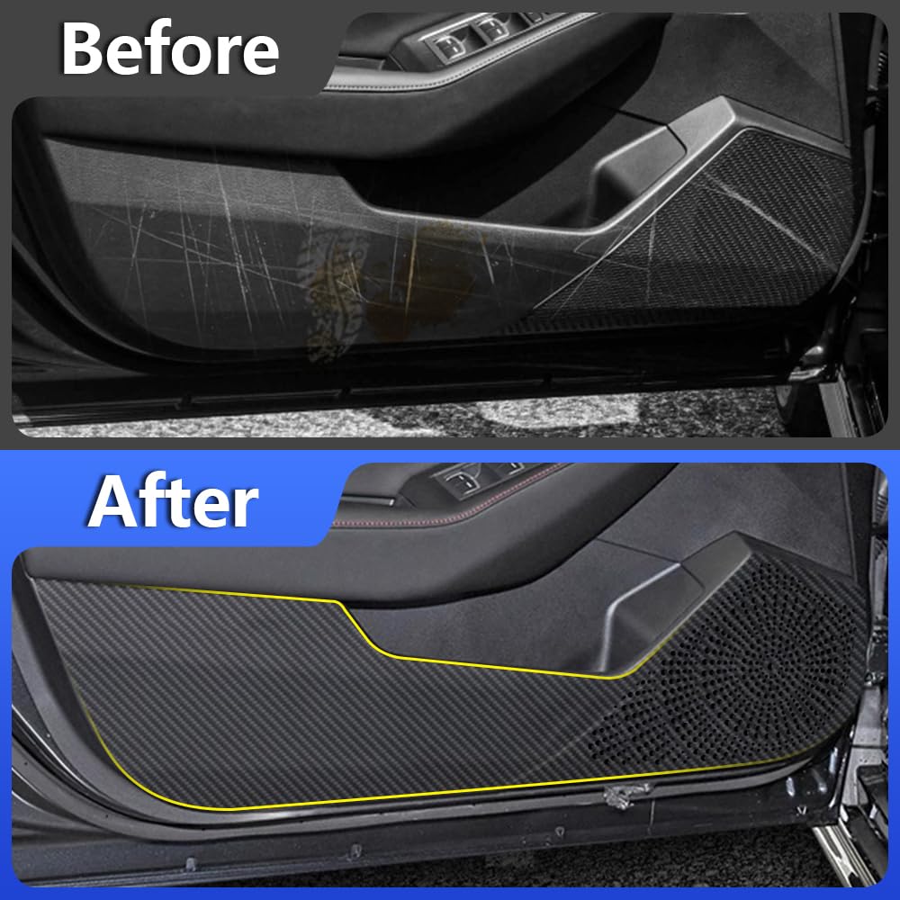 LUNQIN Car Door Anti Kick Pad for Honda Accord 2023 2024 2025 Hybrid Accessories Carbon Fiber Style Leather Sticker Door Sill Protector Cover Edge Guard Side Mat Interior Decoration Dirty Stickers