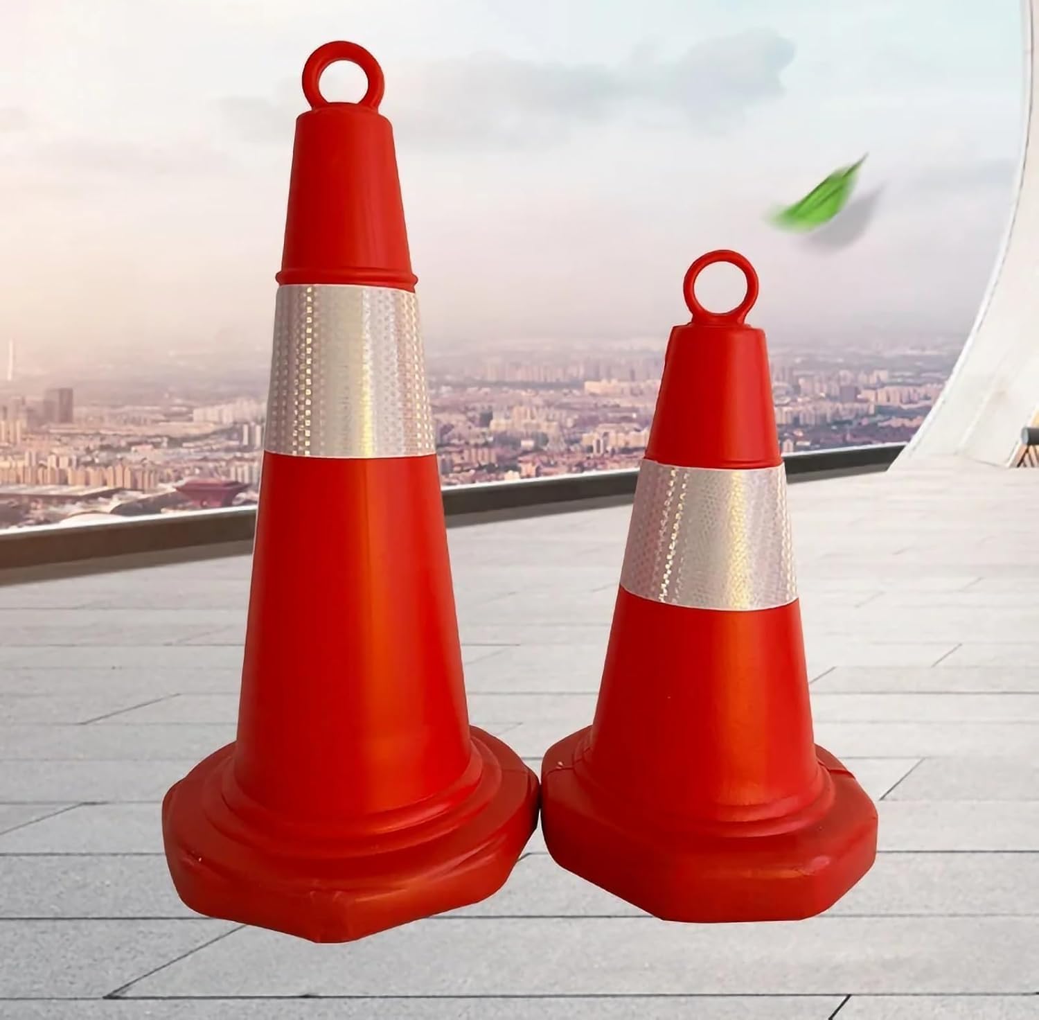 Cône de signalisation routière en Plastique, cône avec poignée et Bandes réfléchissantes