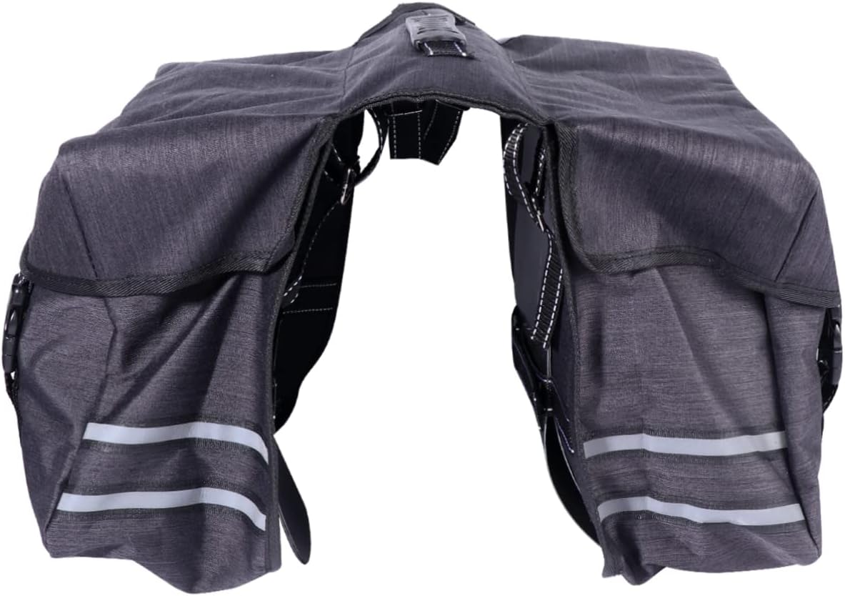 Large Capacity Bike Rear Seat Bag Waterproof Pannier Carrier Bag for Cycling Reflective Strip Suitable for and Commuting