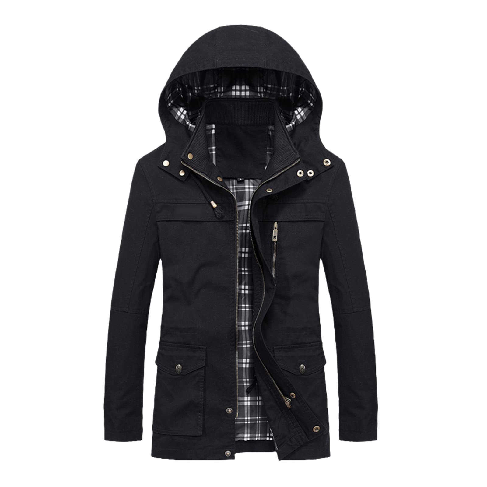 Parka d'hiver homme doublée polaire épaisse manteau militaire noir XXXL