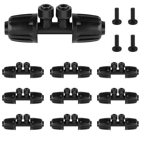 Miniatura 9 de Kalolary - 10 accesorios de riego por goteo de 5/16 a 1/4 pulgadas con 4 enchufes, pieza de riego por goteo de conexión rápida Kalolary para tubo de