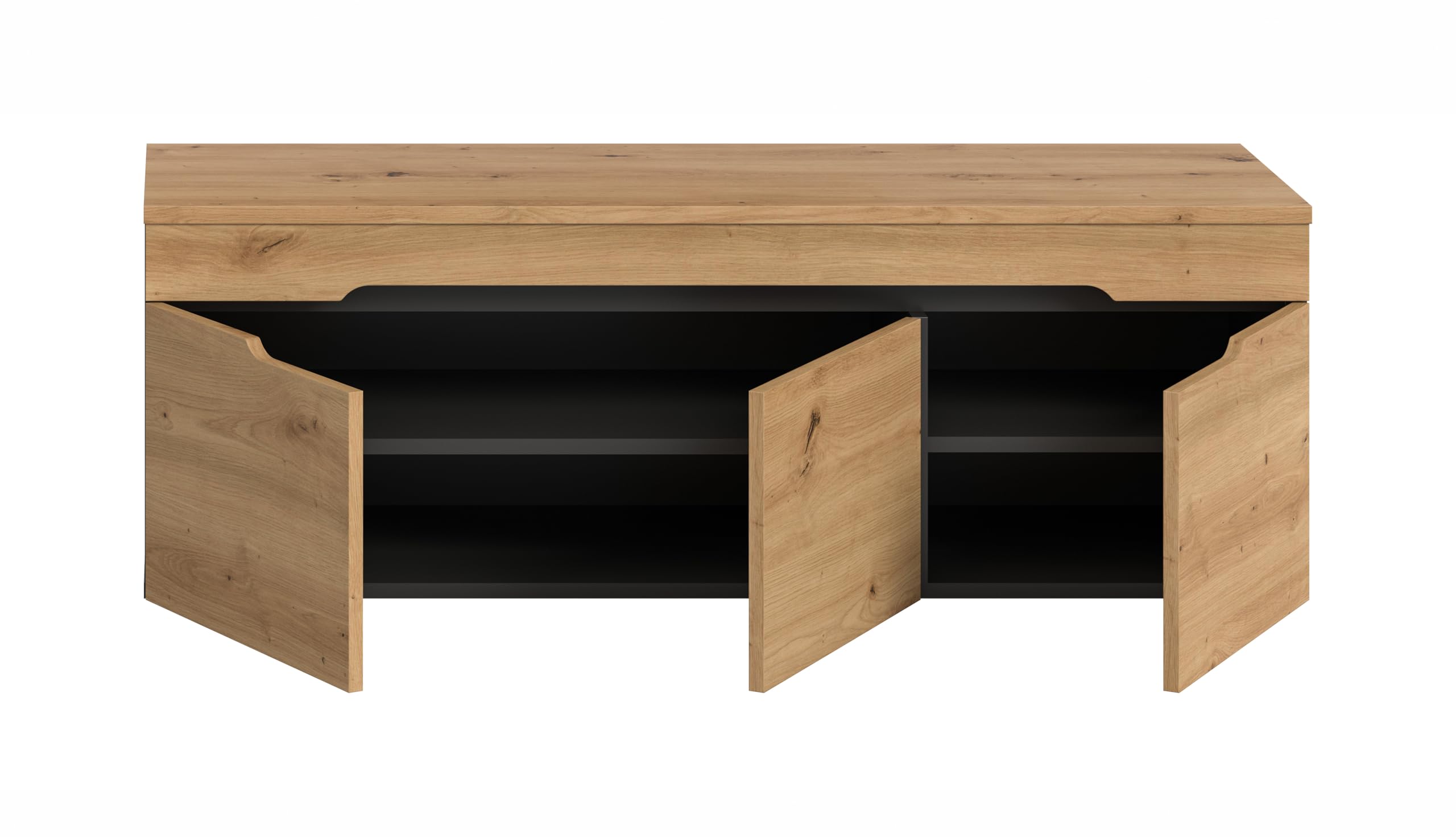 xonox.home – Sitzbank Canu 120x43x37 cm in Artisan Eiche und Basalt grau – Schuhbank mit 3 Türen, 4 Fächern & verstellbaren Böden – Bietet Platz für ca. 10 Schuhpaare & eine stabile Sitzfläche im Flur