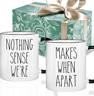 Puouoonyi Funny Engagement Mugs Set Gifts for Bride Groom Husband Wife Couple Him Her, Nothing Makes Sense When We're Apart Birthday Christmas Married Gift for Couple