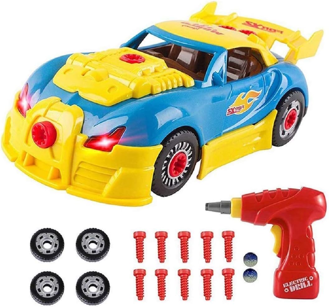 Toys for 3 year olds Boys & 4 year old Boy Gifts,CrossRace Take Apart Toy Car Racing-30 Take Apart Pieces With Realistic Sounds & Lights