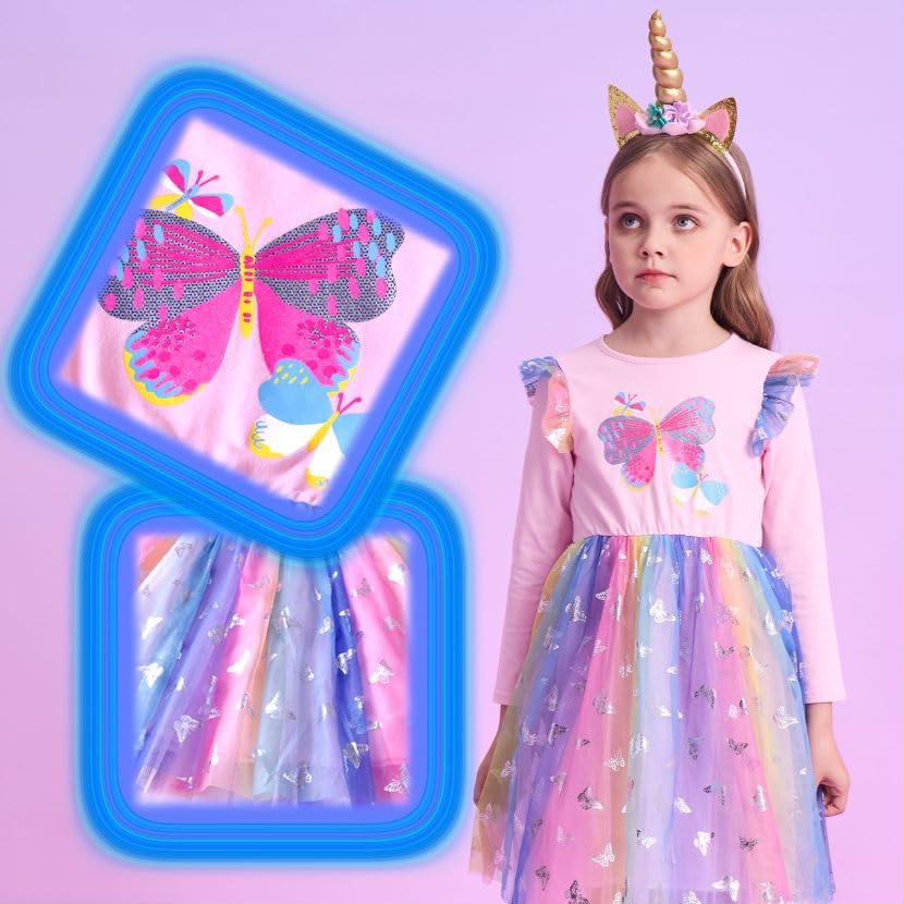 VIKITA Toddler Girls Dresses Winter Long Sleeve Tutu Party Dress for Girl 2-12 Years Xmas Gift3